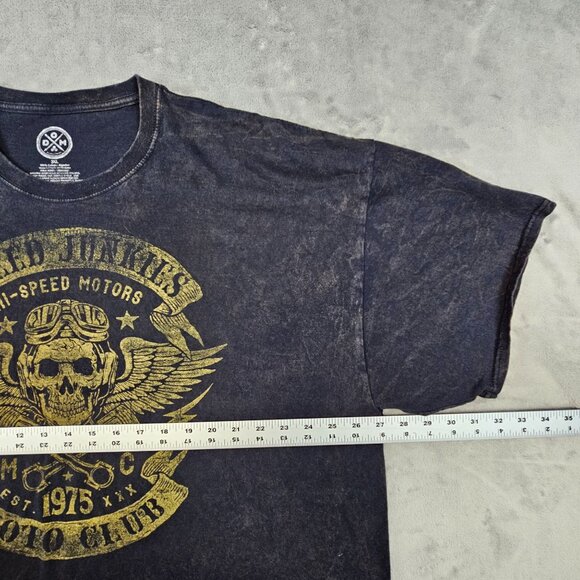 Speed Junkies Moto Club T-Shirt Mens 3XL Black Acid Wash Biker Skull Hot Rod DOM - Picture 5 of 7